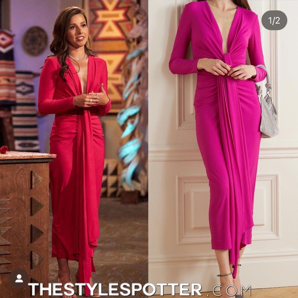 Lorena Midi Dress in Hot Pink